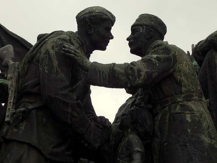 The Monument to the Soviet Army in Sofia, view from the park