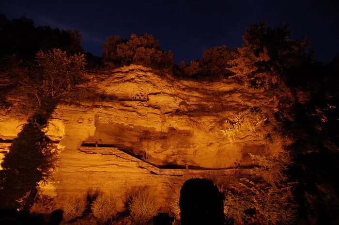 Aladzha Monastery, evening light show, first view