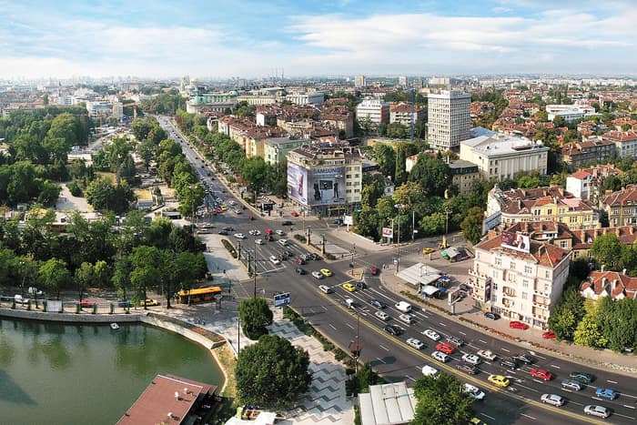 Centrul orașului Sofia, în zona Podului Vulturilor