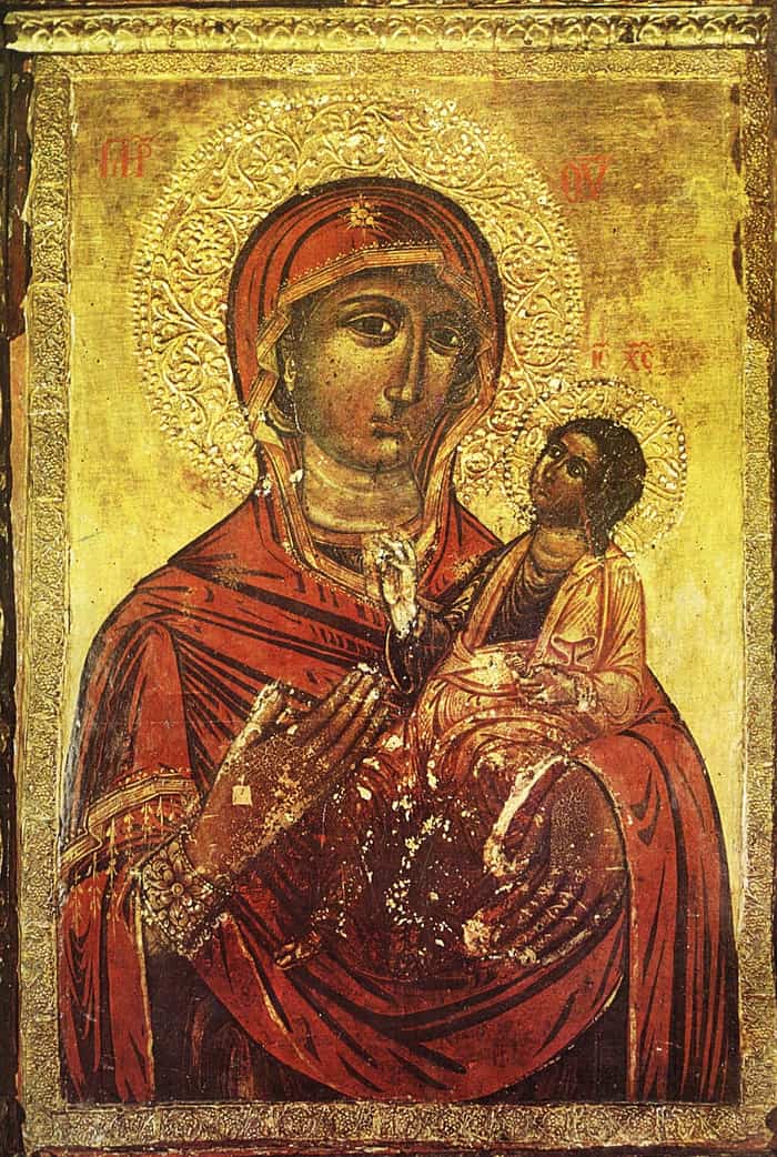 Икона на Богородица Одигитрия от църквата на Роженския манастир, XVII в.