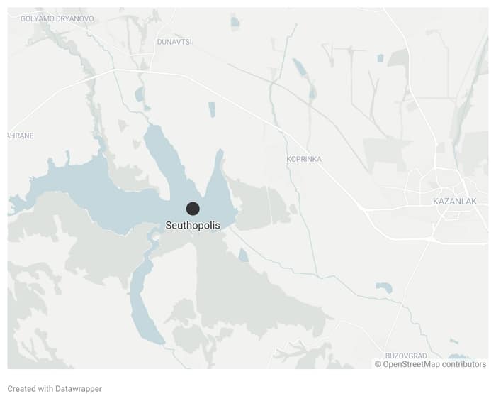 Map showing the approximate location of Seuthopolis